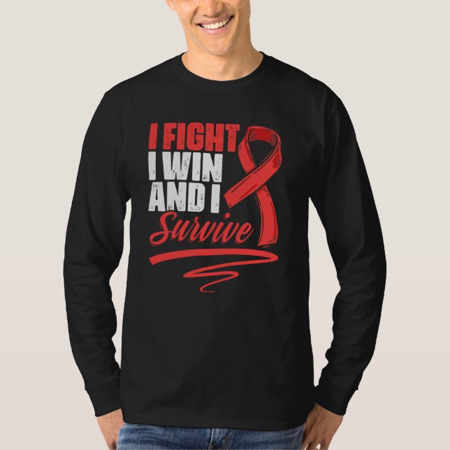 Camiseta Fight Win Stroke Survivor Red Ribbon Stroke Awaren (Frente)