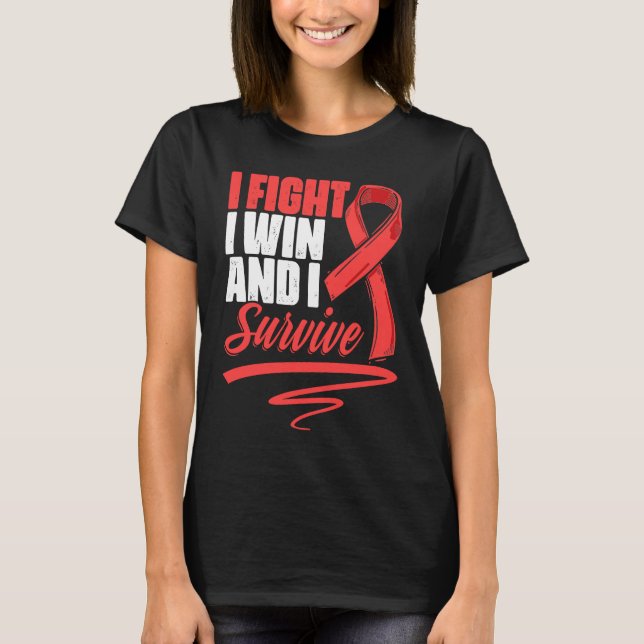 Camiseta Fight Win Stroke Survivor Red Ribbon Stroke Awaren (Frente)