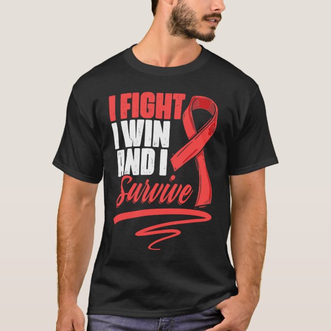 Camiseta Fight Win Stroke Survivor Red Ribbon Stroke Awaren (Frente)