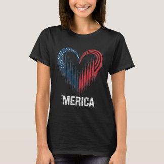 Camiseta Fighter Jet Airplane American Flag Heart 4th Of Ju
