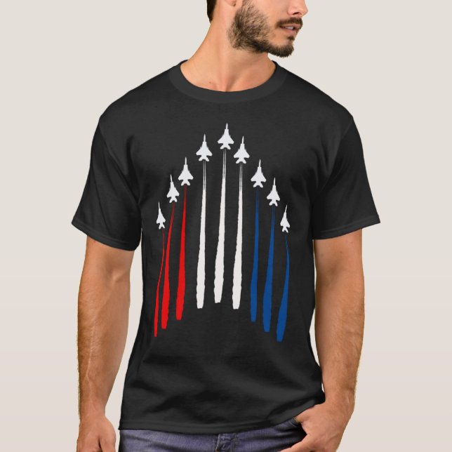 Camiseta Fighter Jet USA Flag Airplane F 18 4th Of July (Frente)