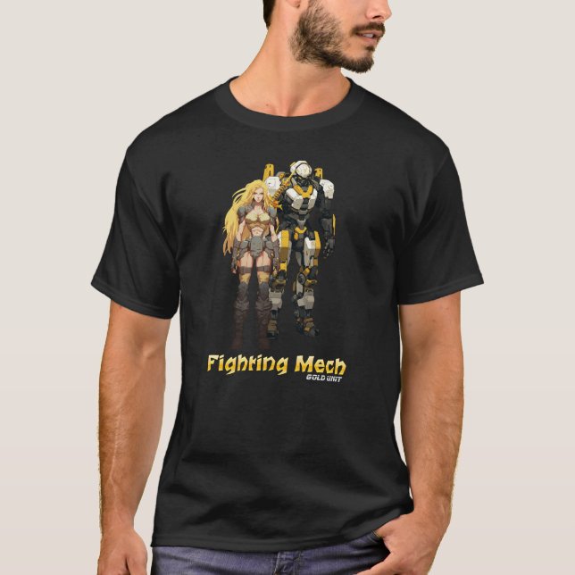 Camiseta Fighting Mech (Unidade Dourada) (Frente)