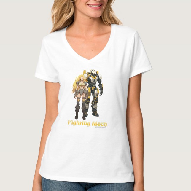 Camiseta Fighting Mech (Unidade Dourada) (Frente)