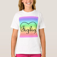 Figlia Filha Coração arco-íris italiano