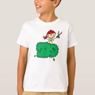 Camiseta Figura arbustos da vara do aparamento do menino
