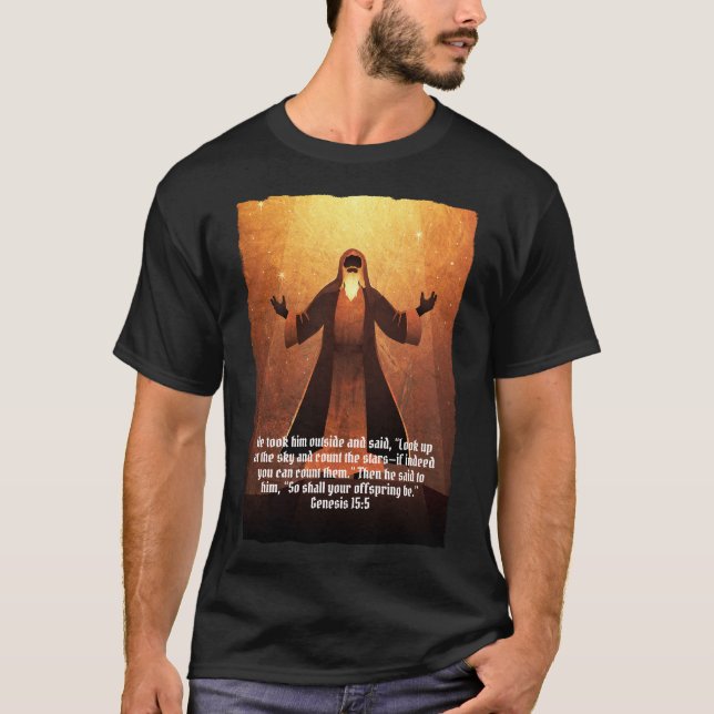 Camiseta Figura bíblica Abraão | Bíblia Verso Preto (Frente)