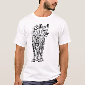 Camiseta Figura completa da hiena em preto realístico & no