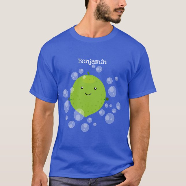 Camiseta Figura de desenho animado das bolhas de limão verd (Frente)