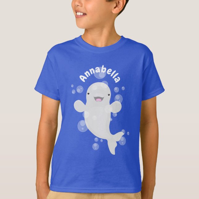 Camiseta Figura de desenho animado de bolhas de baleia belu (Frente)