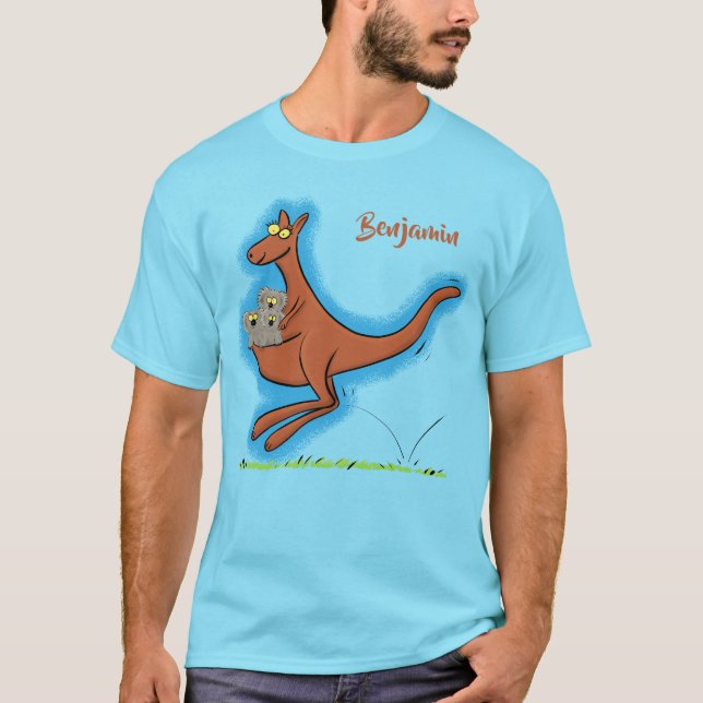 Camiseta Figura de desenho animado de canguru e koalas (Frente)