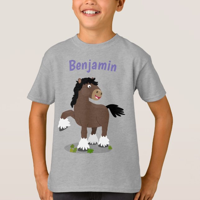 Camiseta Figura de desenho animado de cavalo Clydesdale (Frente)