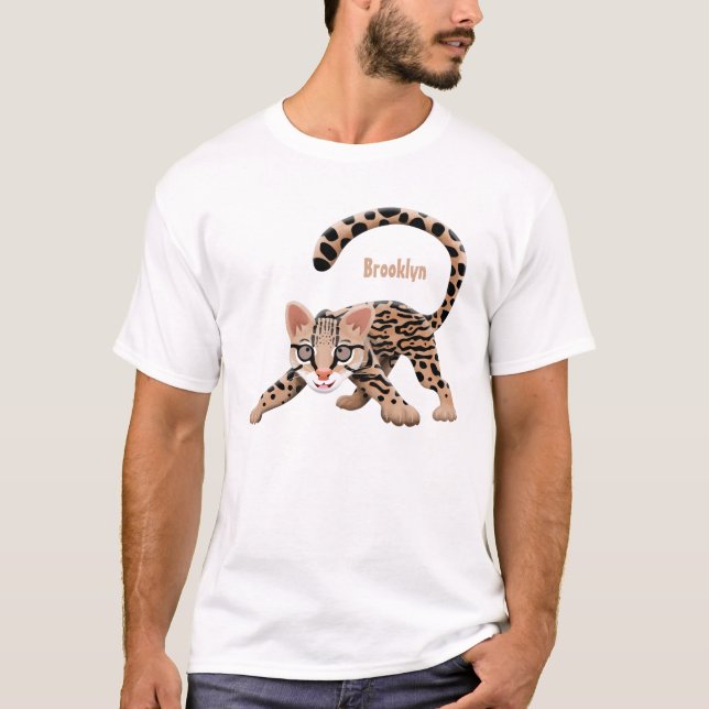 Camiseta Figura de desenho animado de ocelot bonito (Frente)