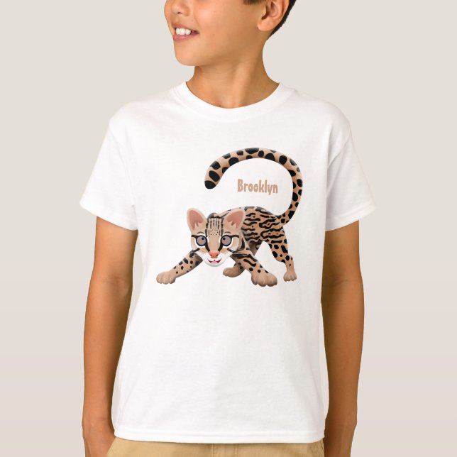 Camiseta Figura de desenho animado de ocelot bonito (Frente)