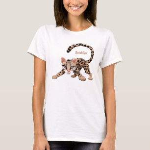 Camiseta Figura de desenho animado de ocelot bonito