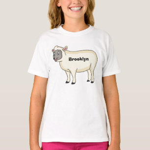 Camiseta Figura de desenho animado de ovelhas bonitas e fel