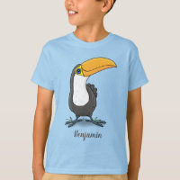 Figura de desenho animado de tucano feliz e bonito