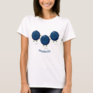 Camiseta Figura de desenho animado roxo de mirtilos felizes