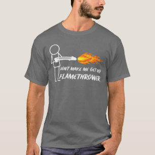 Camiseta Figura de Homem com lança-chamas de adereço lança-