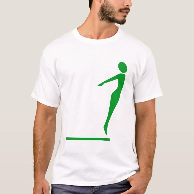 Camiseta Figura de mergulho - Verde de grama (Frente)