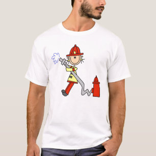 Camiseta Figura de palito bombeiro com mangueira