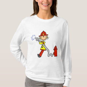 Camiseta Figura de palito bombeiro com mangueira