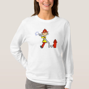 Camiseta Figura de palito bombeiro com mangueira