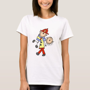 Camiseta Figura de Palito Bombeiro Salvando Vidas