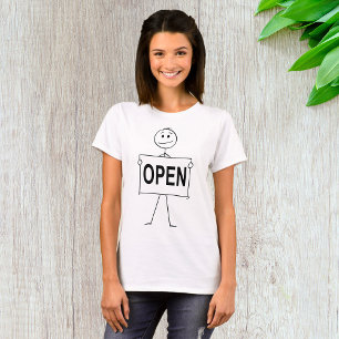 Camiseta Figura Engraçado Mantendo o sinal aberto