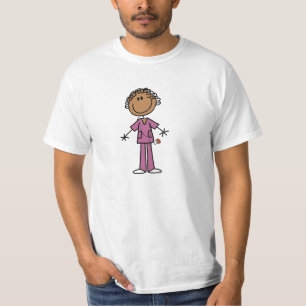 Camiseta Figura fêmea enfermeira da vara do afro-americano