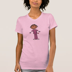 Camiseta Figura fêmea enfermeira da vara do afro-americano