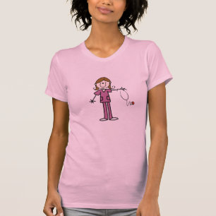 Camiseta Figura fêmea enfermeira da vara do cabelo de Brow