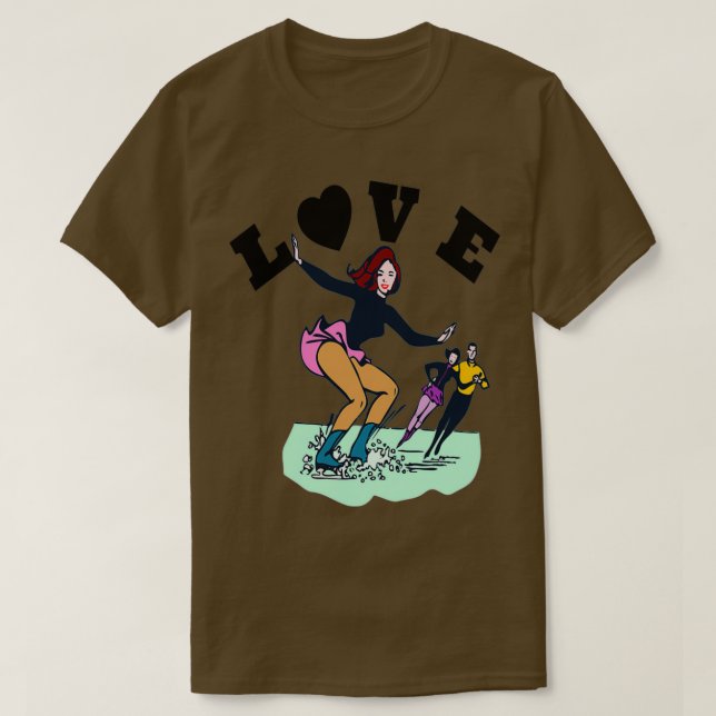 Camiseta Figura Ice Skating Heart Figure Skater Love 9 (Frente do Design)
