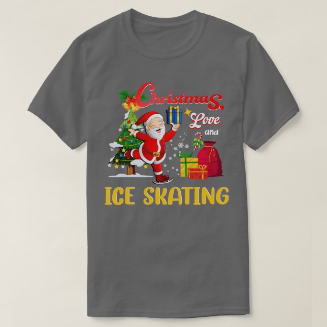 Camiseta Figura Ice Skating Santa Clause Amor de Natal 2 (Frente do Design)