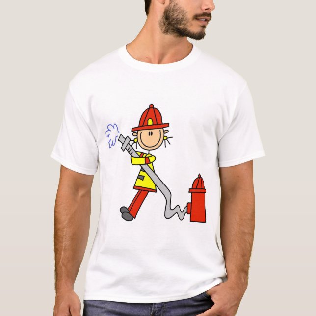Camiseta Figura sapador-bombeiro da vara com mangueira (Frente)