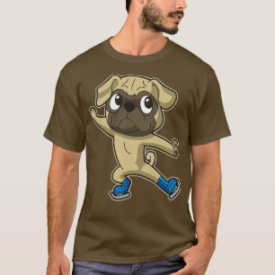 Camiseta Figura Skate Pug Dog Ice Skater Spo