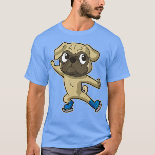 Camiseta Figura Skate Pug Dog Ice Skater Spo