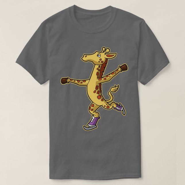 Camiseta Figura Skater Giraffe Ice Sking Skate Winter Spo (Frente do Design)