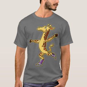 Camiseta Figura Skater Giraffe Ice Sking Skate Winter Spo