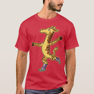 Camiseta Figura Skater Giraffe Ice Sking Skate Winter Spo