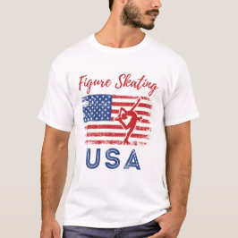 Camiseta Figura Skater USA Flag Ice Skater