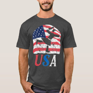 Camiseta Figura Skating America Flag Retro