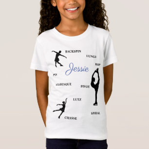 Camiseta Figura Skating Skills Typografia T-Shirt w/ Name