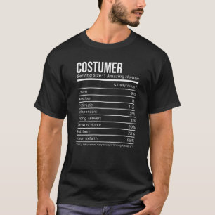 Camiseta figurante Valores Nutricionais Fatos Nutritivos