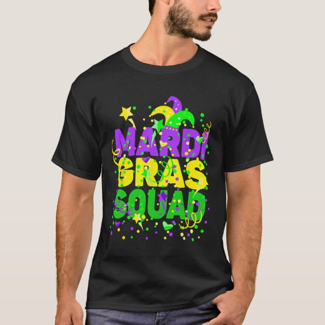 Camiseta Figuras de Figuras do Esquadrão Mardi Gras - Engra (Frente)