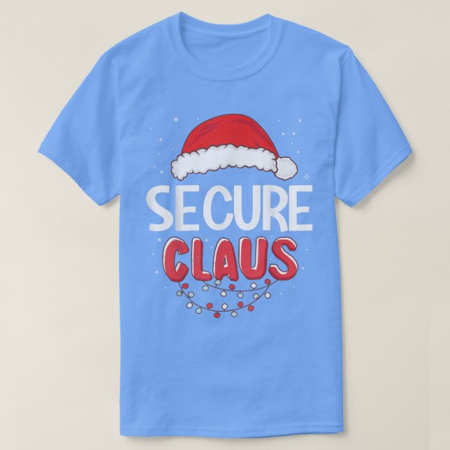 Camiseta Figuras de Natal do Secure Santa Claus (Frente do Design)