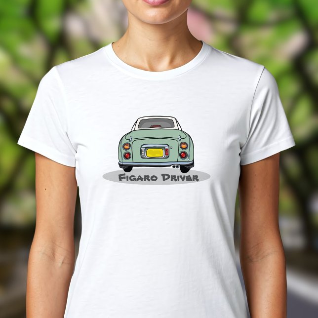 Camiseta Figuras Nome do driver Emerald Green Figaro (Add your name to this cute green figaro driver t-shirt! Perfect to wear whilst driving your cute car)