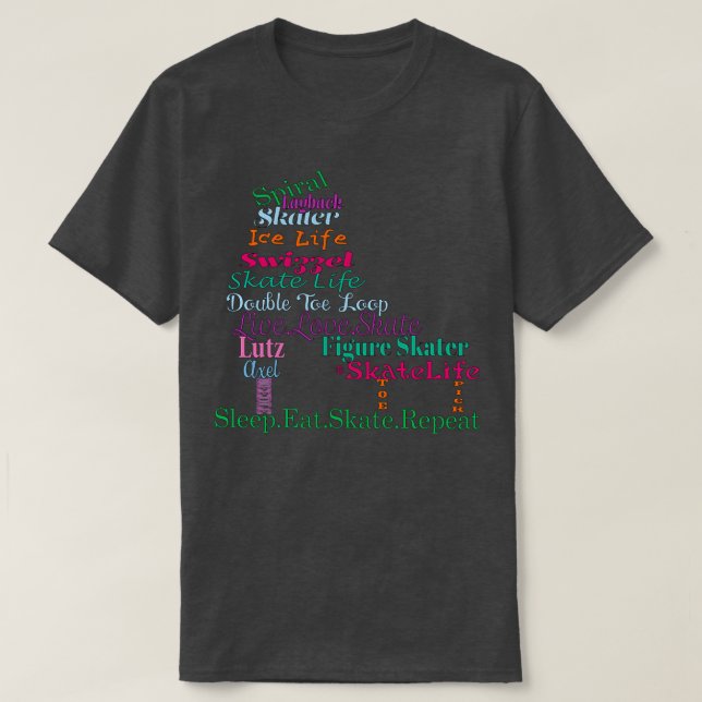 Camiseta Figure Skate Words Digital Design (Frente do Design)