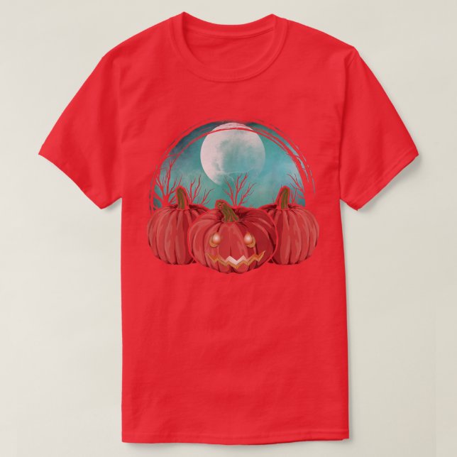 Camiseta Figurino da Lua Cheia Jack O Lantern Creepy (Frente do Design)