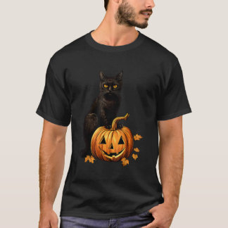 Camiseta Figurino De Abóbora De Abóbora De Gato Negro Para 