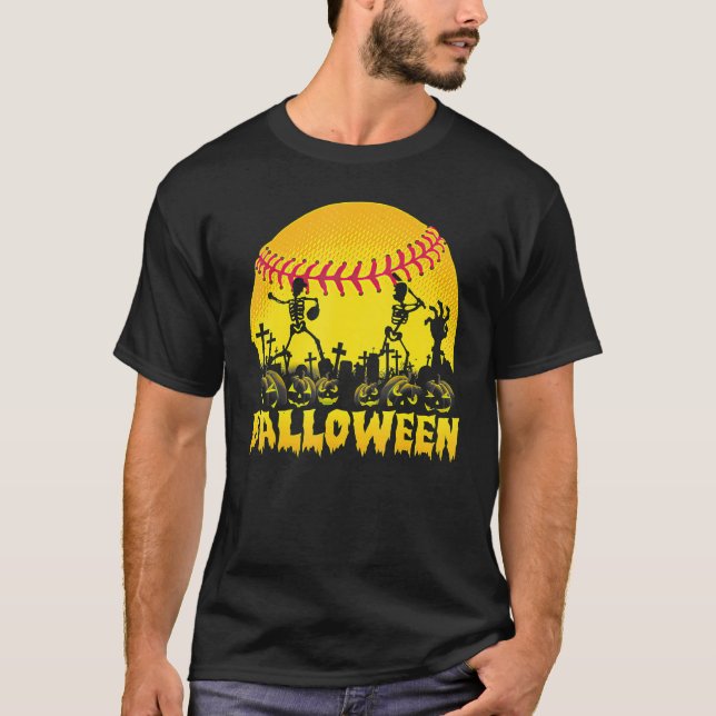 Camiseta Figurino de Abóbora de Abóbora do Halloween Softba (Frente)